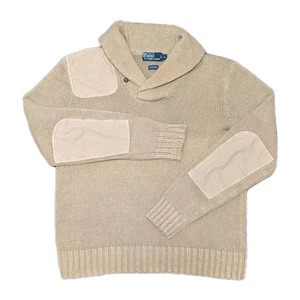 *VINTAGE* Talla GRANDE - POLO Ralph Lauren Lino Capucha Cuello Cable Tejido Suéter RARO - Imagen 1 de 7