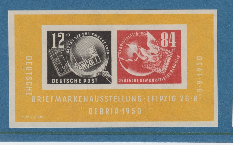 GERMANY DDR DEMOCRATIC REPUBLIC 1950 DEBRIA MINI SHEET SCOTT B21a PERFECT MNH - Image 1 of 1