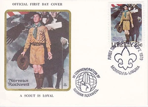 1979 LIBERIA SCOUTING / NORMAN ROCKWELL COMMEM.FDC COVER - A SCOUT IS LOYAL - Picture 1 of 1