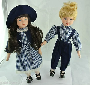 Mädchen & Junge / Porzellankopf & Stoffkörper / ca. 40 cm (M) / ca. 43 cm (J) - Picture 1 of 9