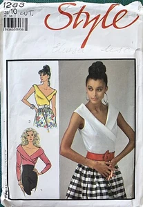 STYLE 1283 1980’s Wrap Blouse Sewing Pattern. Size 10 - Bust 83cm. - Picture 1 of 2