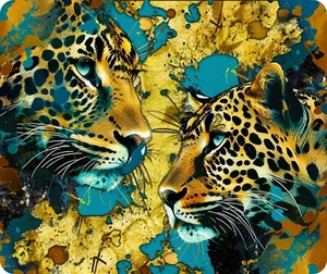LEOPARD HEADS COMPUTER MOUSE PAD 9 X 7 - Picture 1 of 1