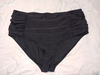 AVA & VIV*Black Lined Swim Bottom*Size 24/26W*Ruched Side Panels*Elastic waist  - Image 1 of 4