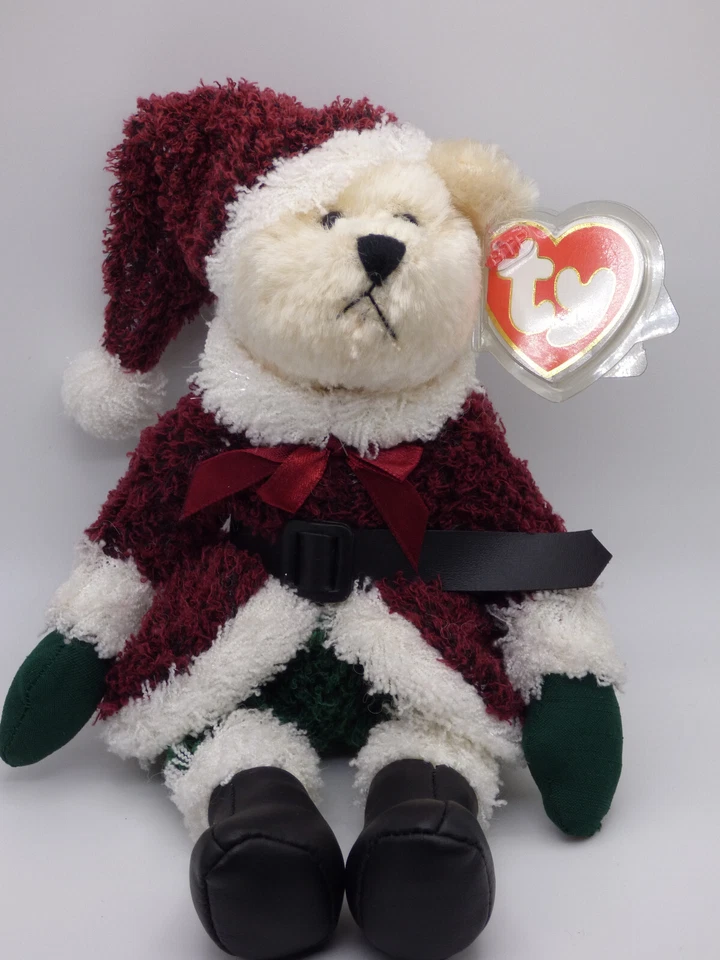 Santabear Ty Beanies Attic Treasure Santa Claus Christmas 9.5in Bear 3 up 6284