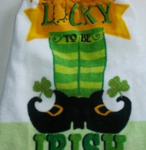 FULL UNCUT LUCKY TO BE IRISH  ST PATRICK Print Cotton Kitchen Towel - Picture 1 of 2