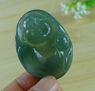 Certified Emerald  Green Grade A Jade Jadeite Pendant Buddha God 平安笑佛 P-375-4 • 200$