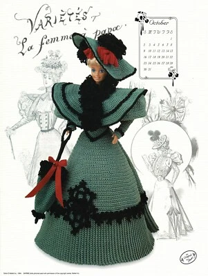 Gibson Girl Collection Fashion Doll Dress Gown Crochet Pattern Miss October 1994 - Image 1 of 2
