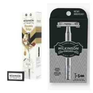 Wilkinson Sword Double Edge Razor for Men with 5 Double Edge Razor Blades Refill - Picture 1 of 22