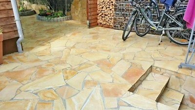  Natursteine Polygonalplatten crema 35 m² 13-20 mm Garten Terrasse Gehweg, Bruch - Bild 1 von 4