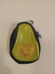 4" Coin Purse Glitter Avocado Backpack Buddy Keychain Tween Heart School Y1 - Picture 1 of 2