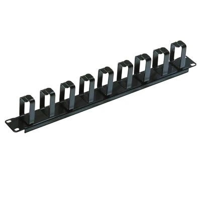 NEW Lindy 1U 19" Rackmount Cable Management Panel 9 Hoop / 9 Ring Black 20718 - Image 1 of 2