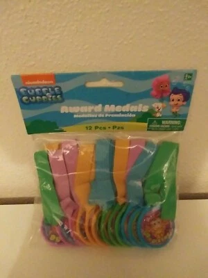 BUBBLE GUPPIES AWARD MEDALS (12) Birthday Party Supplies Favors Reward Prizes - Image 1 of 2