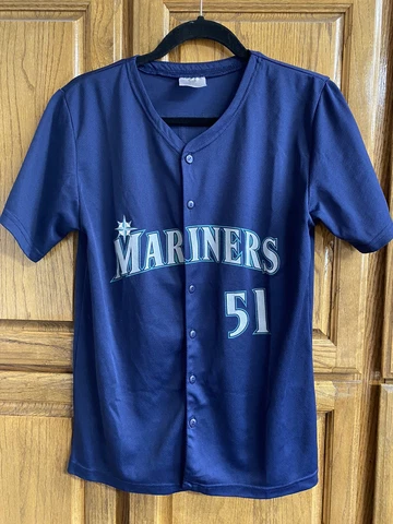 Vintage Ichiro Suzuki #51 Seattle Mariners Jersey KIDS XL Dynasty Shirt Button Cover