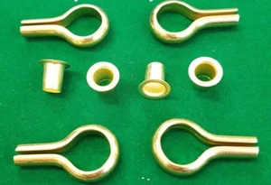 4 X METAL BRASS BOOKCASE BRACKETS AND SOCKETS SHELF SUPPORT PEGS PINS - Picture 1 of 1