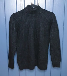 Maurices Black Marbled Turtleneck Sweater Size Large Neutral Classic Old Money - Picture 1 of 6