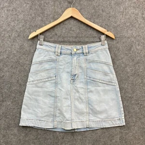 Seed Heritage Denim Skirt Womens 8 Blue A-Line Mid Rise Pockets Cotton 50411 - Picture 1 of 10