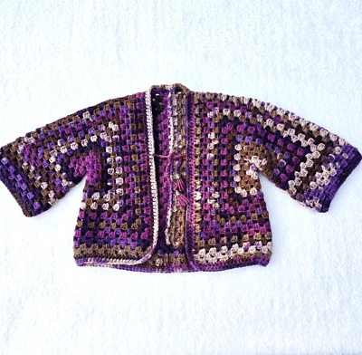 NUEVO Cárdigan Hexagonal Abuela Frente Abierto Hecho a Mano Crochet Talla  Foto 1 de 4