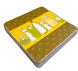 Pack of 8 Cardboard Coasters Retro Green Gold MCM NEW Sealed - Picture 1 of 6