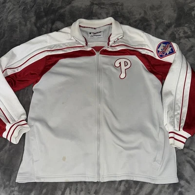 Philadelphia Phillies Majestic Full Zip Fleece Jacket Size XXL Gray Red MLB - Image 1 of 4