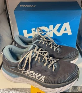 Hoka MENS Bondi 7 One One Shoes 11.5 WIDE Blue running training Sneakers - Picture 1 of 16
