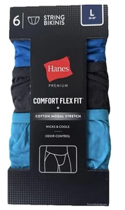 Hanes Comfort Flex Fit Herren String Bikini 6er Pack Large L 9CFFS6 Neu Kostenloser Versand - Bild 1 von 6