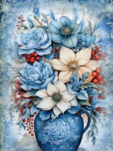 Vintage Winter Bouquets Blank Notecards (SET of 3) #0021 SET 1 - Picture 1 of 3