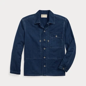RRL Double RL Indigo Herringbone Twill Overshirt Chore Jacket NWT Mens Large - Picture 1 of 7