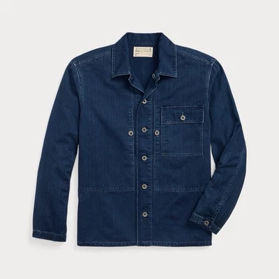 RRL Double RL Indigo Herringbone Twill Overshirt Chore Jacket NWT Mens Large - Image 1 of 4