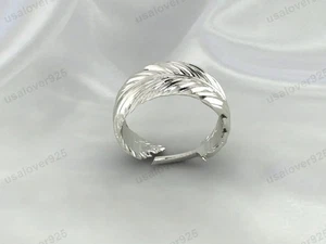 Unica fascia donna moderna piuma, argento sterling 925 anello fatto a mano gioielli - Foto 1 di 24