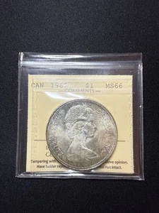 1967 MS-66 Canada 1$ Silver Dollar Coin ICCS - Imagen 1 de 3