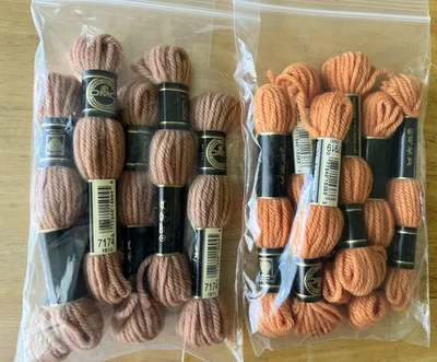 DMC Wool Tapestry YARN Lot 6 7174 Toupe 6 7919 Orange 8M 8.7 Yards each Unused - Image 1 of 4