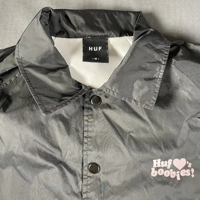 HUF x KEEP A BREAST Jacket Men's Medium  I LOVE BOOBIES  Windbreaker - Image 1 of 4