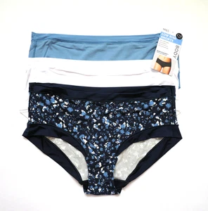 M & S BODY FLEXIFIT 3 x STRETCH LOW RISE SHORTS KNICKERS BLUE/WHITE - Picture 1 of 1