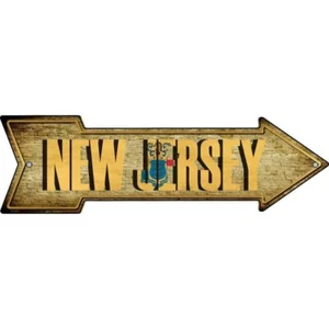 Insegna Freccia Metallo Novità New Jersey Direzionale 17" x 5" Decorazione Parete - Foto 1 di 1