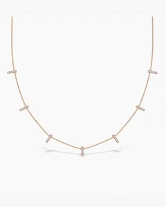 Genuine Diamond Multi Bar Necklace 14k Solid Gold Wedding Necklace For Women. - Picture 1 of 12