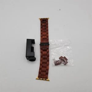 Wooden Watch Band for Apple SE Series 7/6/5/4/3/2/1, 42/44/45mm (Red Sandalwood) - Picture 1 of 2