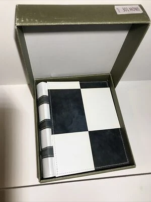 "Álbum de fotos encuadernado en cuero Daisy Arts hecho en Italia blanco y negro 50 páginas 10x7""" Foto 1 de 4