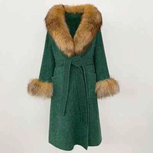 OFTBUY Winter Coat Women Real Fox Fur Collar Double-sided Wool Jacket - Picture 1 of 37