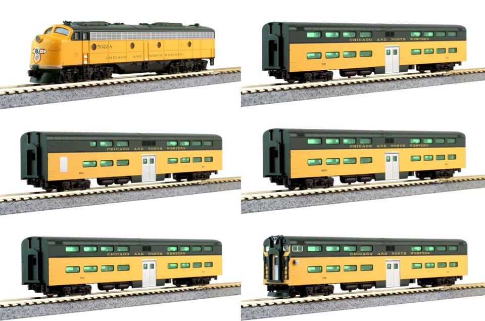 Kato 106-104-LS N Scale C&NW EMD E8A & Pullman Bi-Level "400" Train 6-Unit-Set - Image 1 of 4