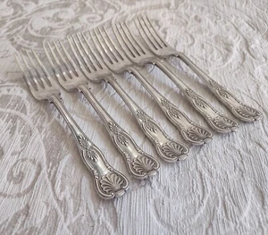6 Forchette Dessert King Pattern Forks J Nowill Sheffield c 1880 - Foto 1 di 12