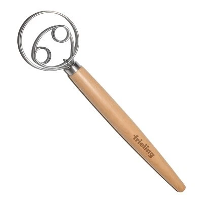 Wood and Stainless Batter Whisk for Mixing Dough 13-Inch Natural - Image 1 of 4
