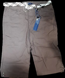 Pantalones cortos hasta la rodilla Bandolino marrón algodón elástico trenzado cinturón ~ 6 M3020 - Imagen 1 de 13