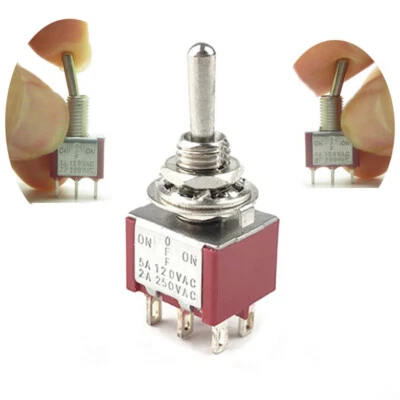 5× Momentary Toggle Switch DPDT (ON)-OFF-(ON) Spring Back 6 Pin 12V 0-250V - Image 1 of 4