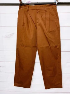 A New Day Womens Straight Pants Size 10 Brown High Rise Pleated Front Pockets - Picture 1 of 8