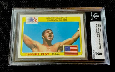 CASSIUS CLAY ROOKIE 1983 Topps Greatest Olympians GRADED LOW POP ALI BGS 8 - Image 1 of 3