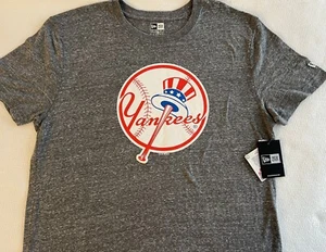 NY YANKEES SHIRT XL NEW ERA MLB BASEBALL HEATHER GREY HAT LOGO - Picture 1 of 4