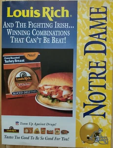 Louis Rich and the Fighting Irish 1990 Notre Dame Football Program Print Ad - Bild 1 von 1