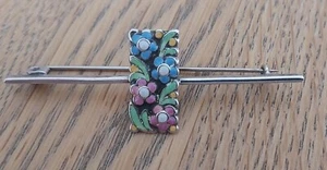 Bernard Instone Silver and Enamel Bar Brooch, Arts and Crafts, Rare, Vintage - Picture 1 of 12