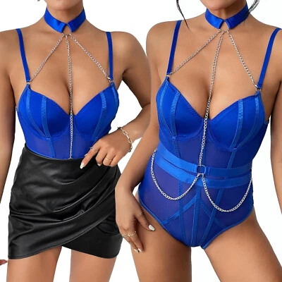 Lencería para Mujer Peluche Mini Body Contraste Sexy Encaje Una Pieza Babydoll Top Foto 1 de 4