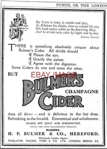 WW1 Advert BULMERS Champagne Hereford Cider (3) Original 1915 Small Print 734/01 - Foto 1 di 1